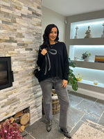 Black Embellished Bow Jumper Kelsey